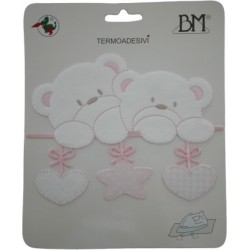 Iron-on Patch - Pink Teddy Bears with Star and Hearts